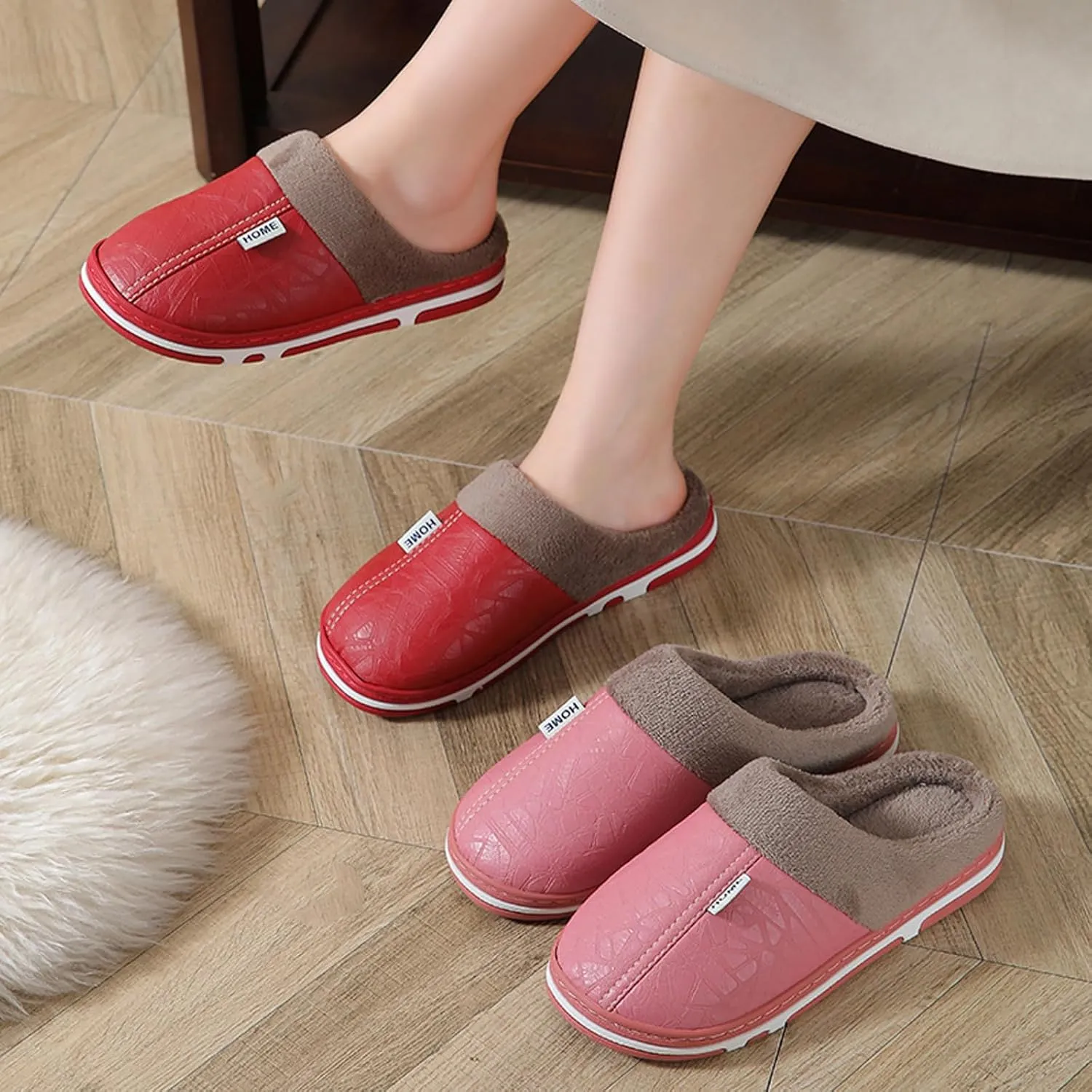 Unisex House Slippers Slip on Fuzzy Memory Foam Slippers Scuff Outdoor Indoor Warm Plush Bedroom Shoes Cloud Slides