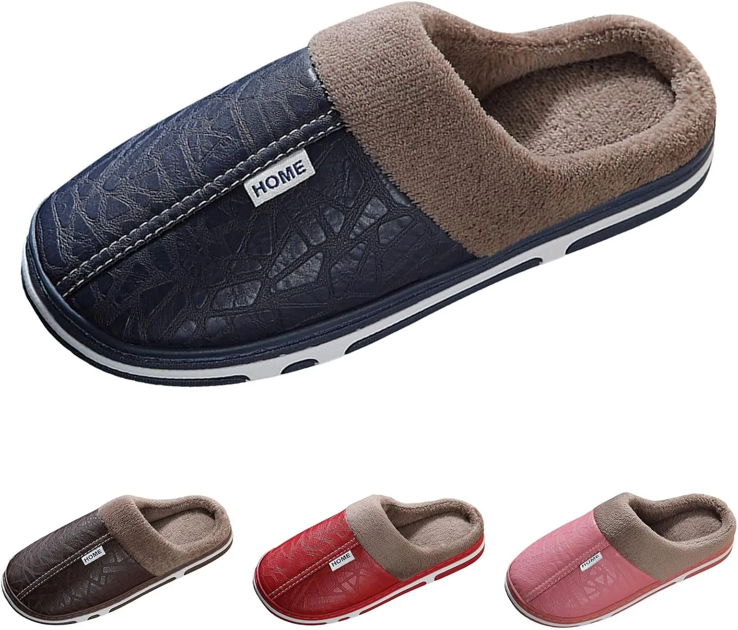 Unisex House Slippers Slip on Fuzzy Memory Foam Slippers Scuff Outdoor Indoor Warm Plush Bedroom Shoes Cloud Slides