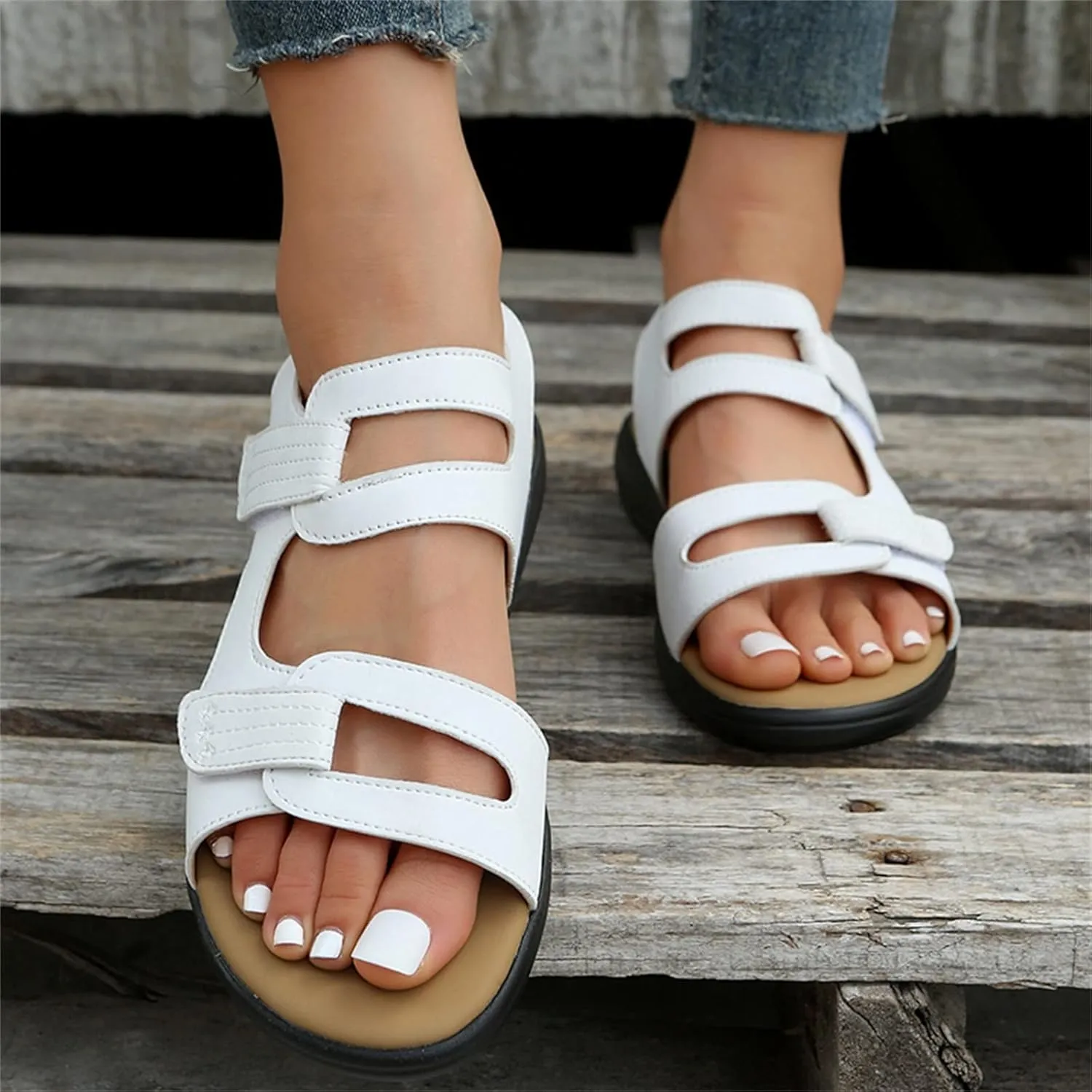 Wedge Sandals for Women Flats Elastic Ankle Strap Dressy Shoe Adjustable Hot Summer Travel Sandals
