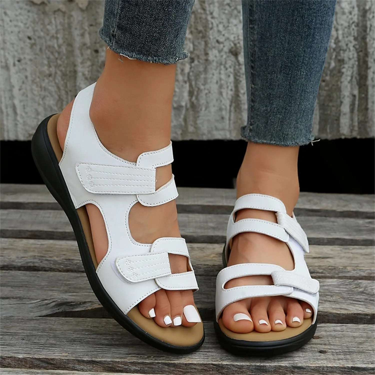 Wedge Sandals for Women Flats Elastic Ankle Strap Dressy Shoe Adjustable Hot Summer Travel Sandals