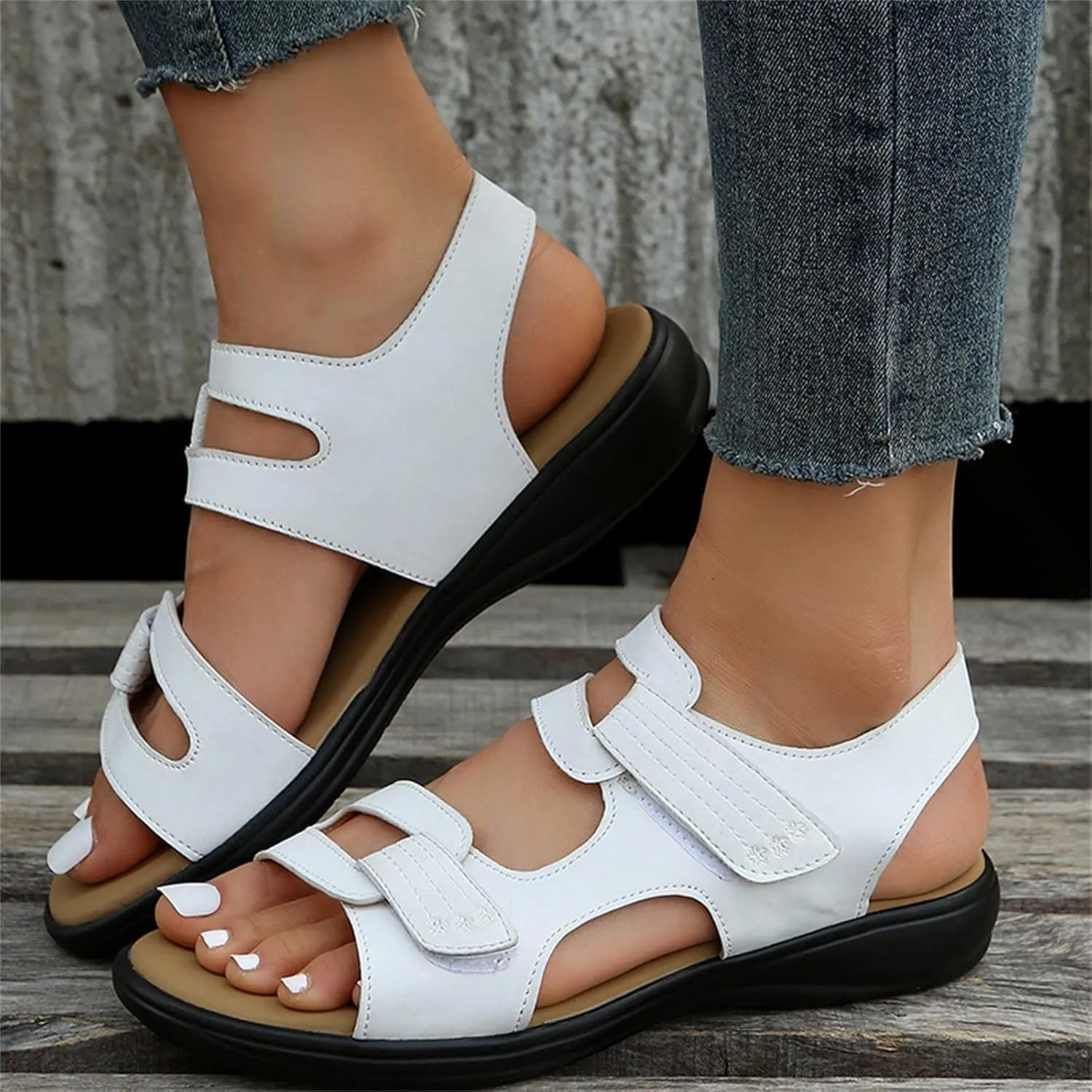 Wedge Sandals for Women Flats Elastic Ankle Strap Dressy Shoe Adjustable Hot Summer Travel Sandals