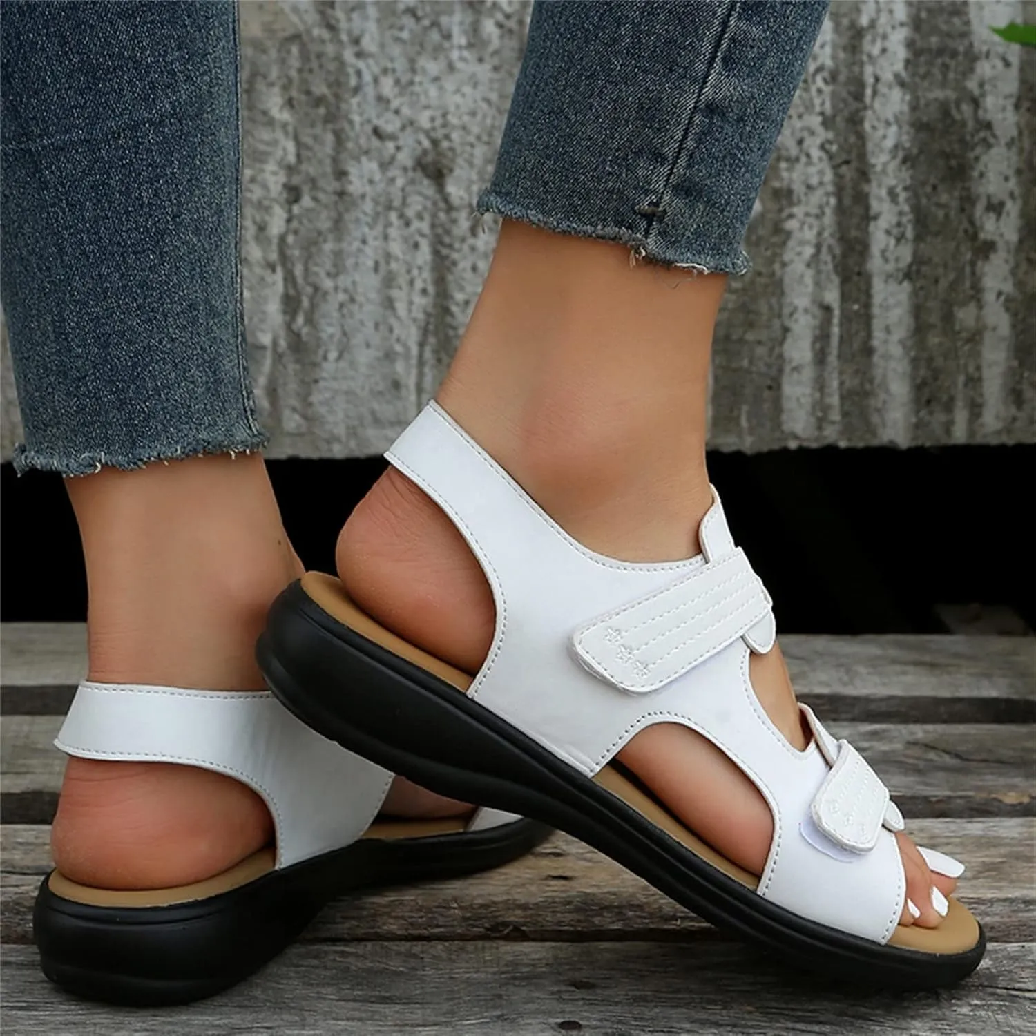 Wedge Sandals for Women Flats Elastic Ankle Strap Dressy Shoe Adjustable Hot Summer Travel Sandals