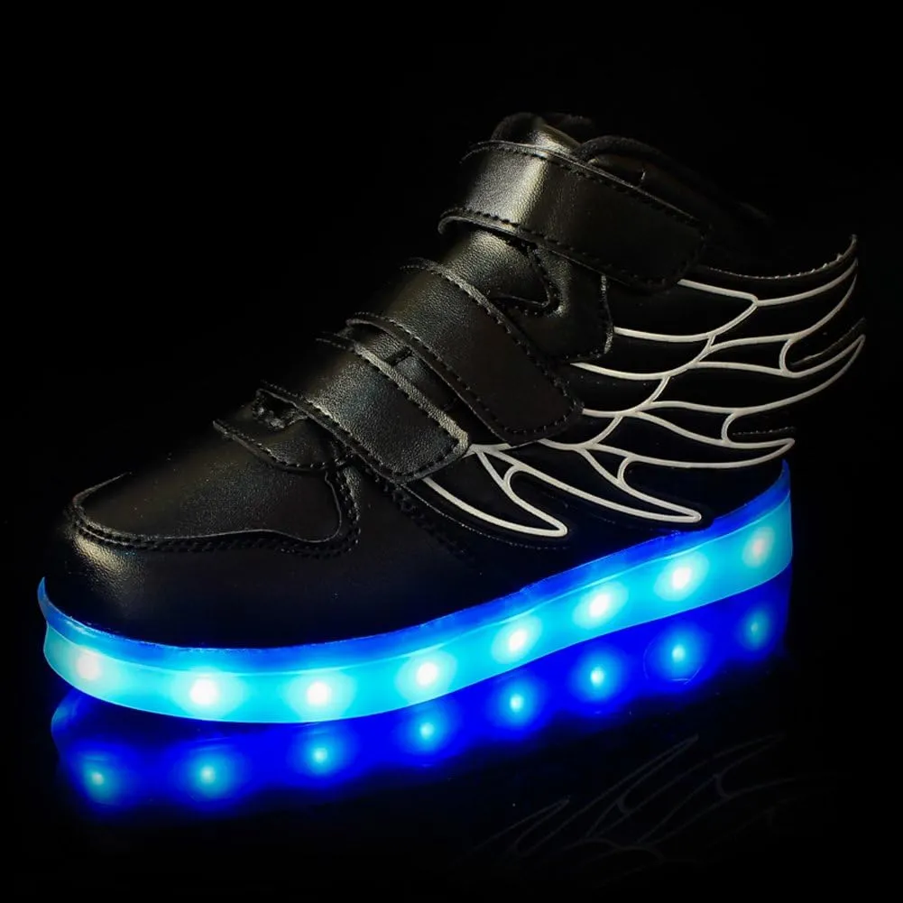 Wings Children's 7 Colors LED Shoes Flashing Rechargeable Sneakers Dance Shoes for Kids Toddler