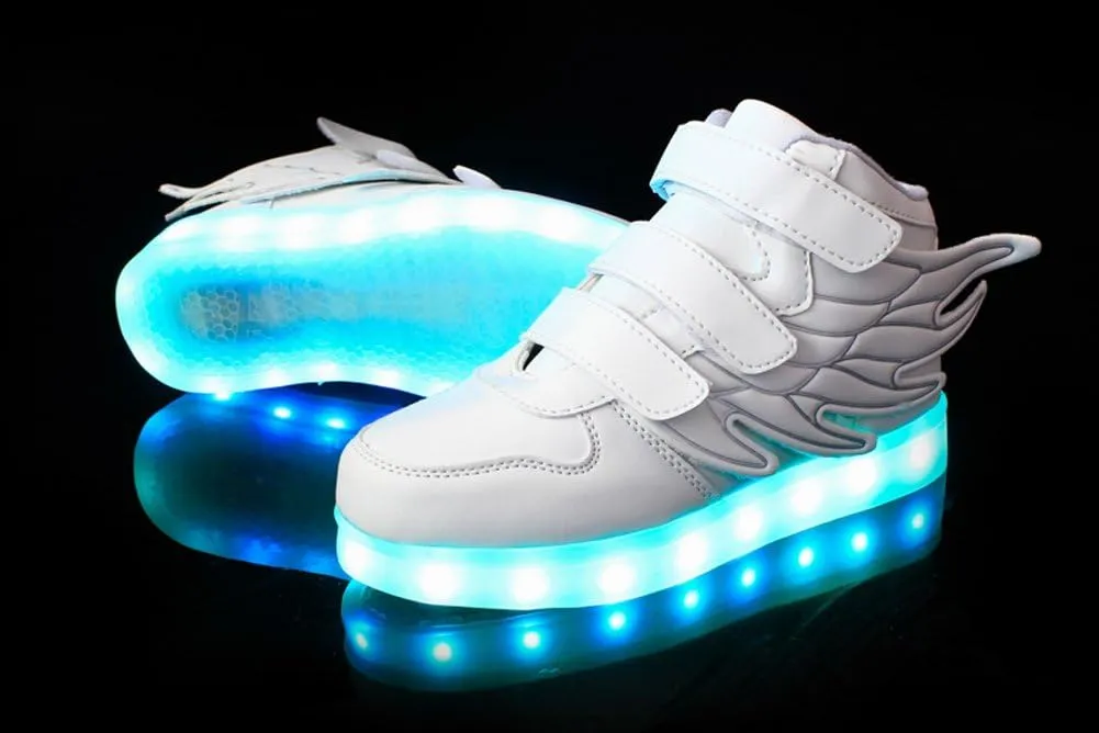 Wings Children's 7 Colors LED Shoes Flashing Rechargeable Sneakers Dance Shoes for Kids Toddler