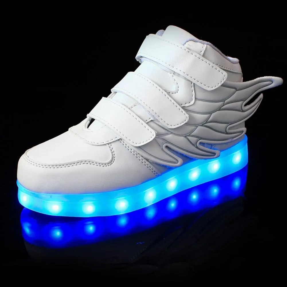 Wings Children's 7 Colors LED Shoes Flashing Rechargeable Sneakers Dance Shoes for Kids Toddler