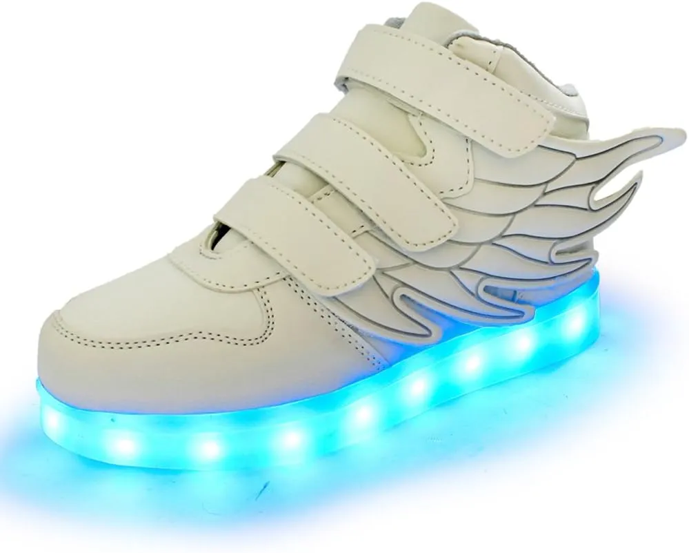 Wings Children's 7 Colors LED Shoes Flashing Rechargeable Sneakers Dance Shoes for Kids Toddler