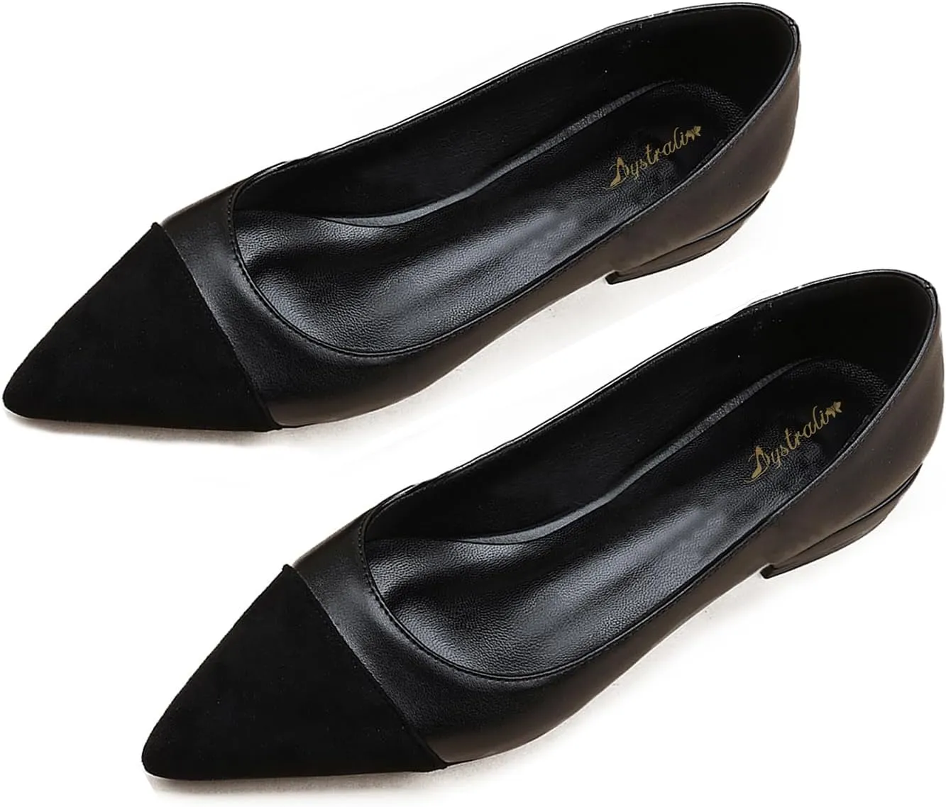 Women Comfy Cap Toe Flats Slip on Pointed toe Flat Shoes Two Tone Flat Heel Dress Shoes Casual Pointy Toe Ballet Flats Colorblock Classic Office Elegant Driver Flats 4-11 M US