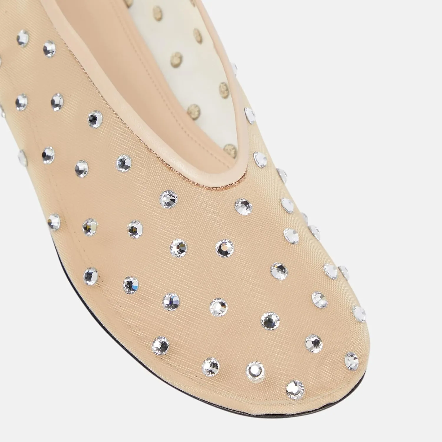 Women Mesh Ballet Flats Rhinestone Breathable Mesh Flats Slip On Ballerina Shoes Embroidered Floral Comfortable Casual Dress Shoes
