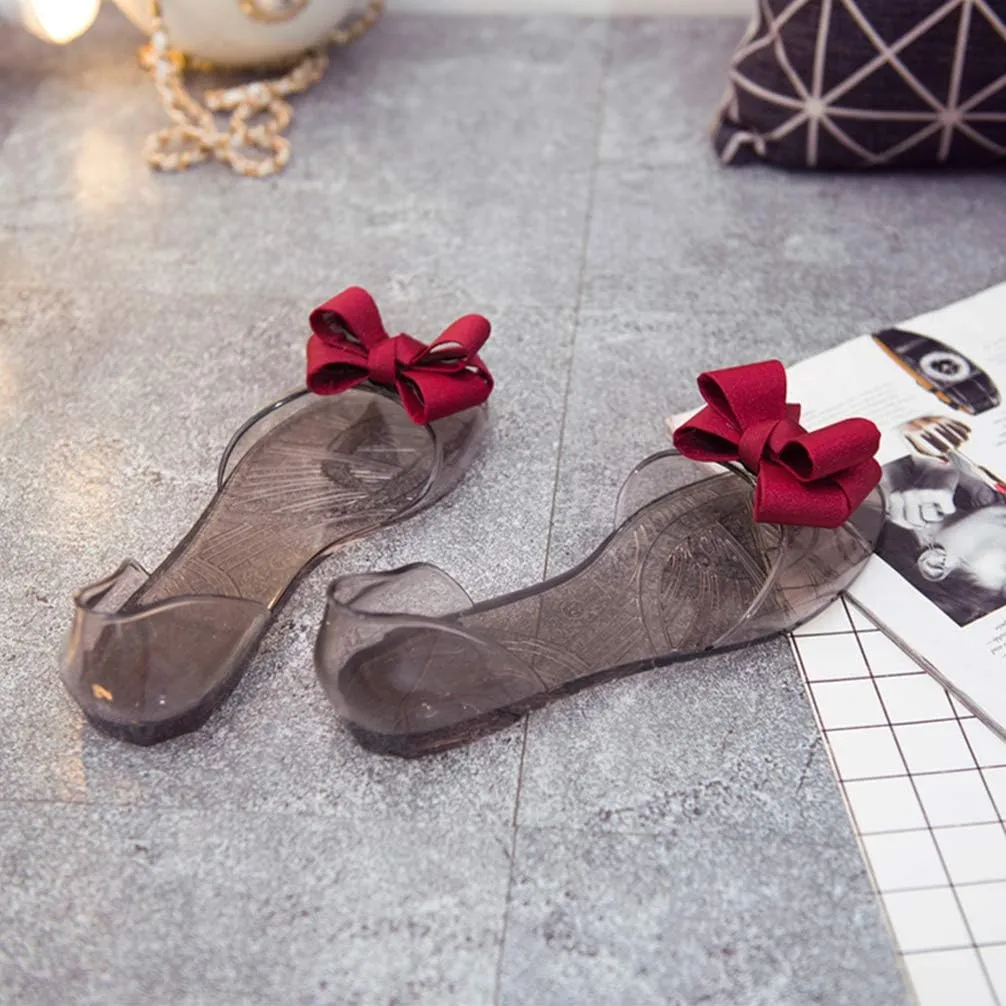 Women Woman Sandals Jelly Sandals Slides Fashion Sandals Fish Mouth Sandals Flat Jelly Shoes Sandals for Woman Womans Sandals Travel Flat Sandal Flat Sandals Miss Bow Tie Beach
