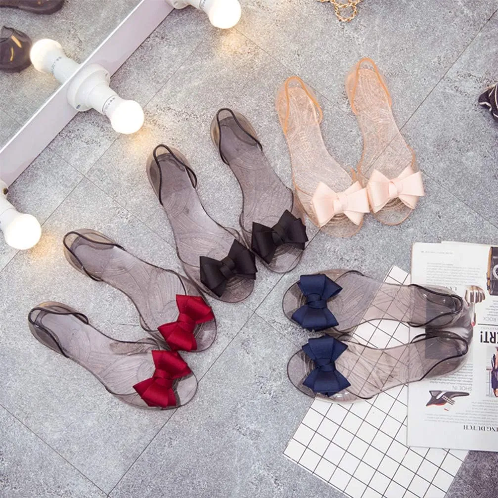 Women Woman Sandals Jelly Sandals Slides Fashion Sandals Fish Mouth Sandals Flat Jelly Shoes Sandals for Woman Womans Sandals Travel Flat Sandal Flat Sandals Miss Bow Tie Beach