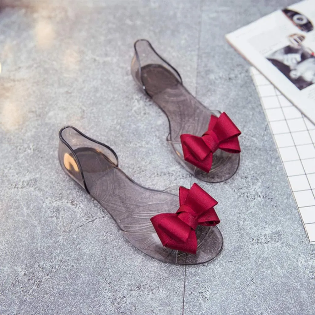 Women Woman Sandals Jelly Sandals Slides Fashion Sandals Fish Mouth Sandals Flat Jelly Shoes Sandals for Woman Womans Sandals Travel Flat Sandal Flat Sandals Miss Bow Tie Beach