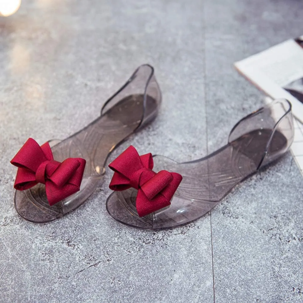 Women Woman Sandals Jelly Sandals Slides Fashion Sandals Fish Mouth Sandals Flat Jelly Shoes Sandals for Woman Womans Sandals Travel Flat Sandal Flat Sandals Miss Bow Tie Beach