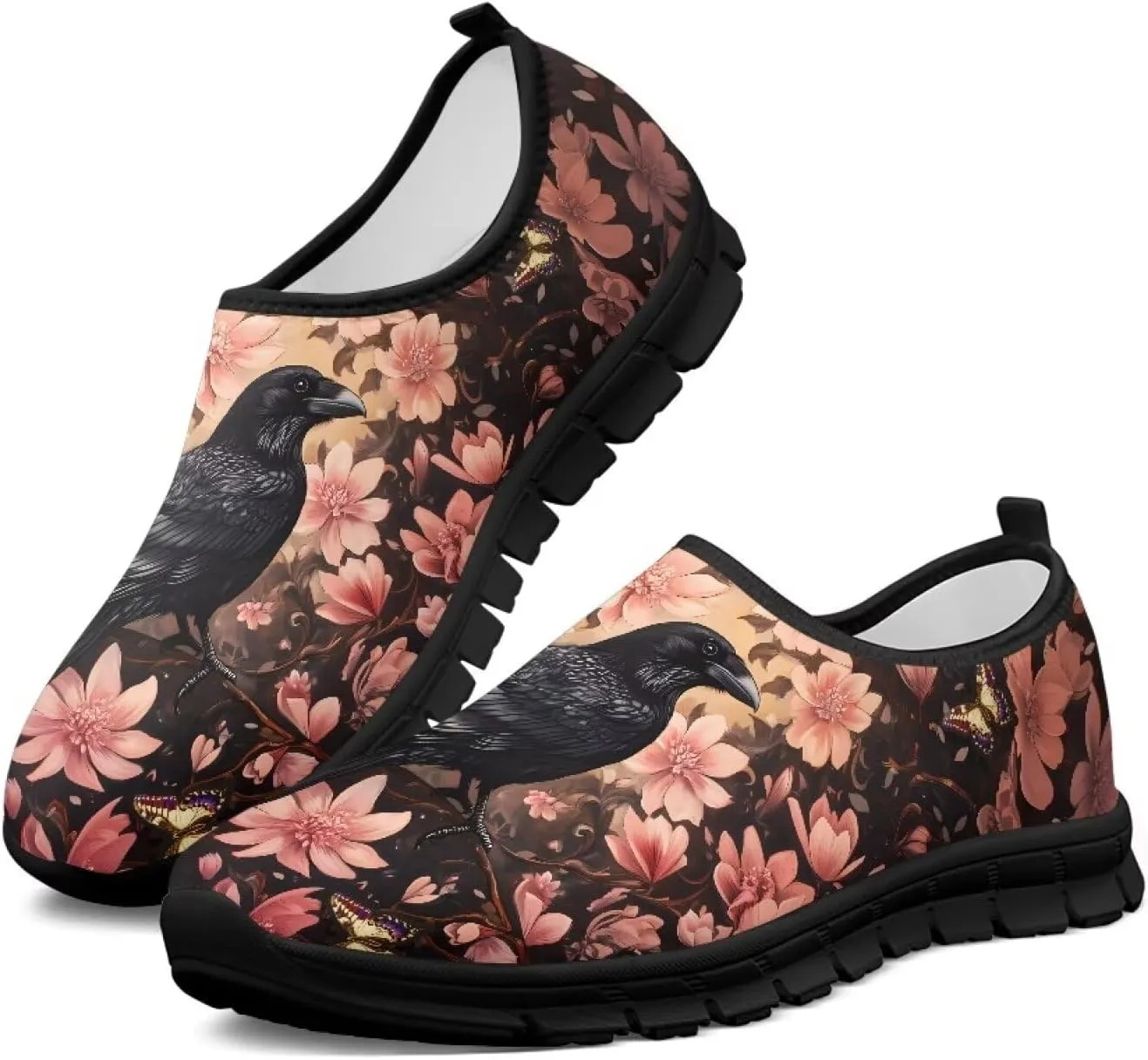 Women's Art Painted Travel Shoes Slip On Casual Mesh Loafers Lightweight Comfort Fashion Outdoor Sneaker for Ladies US Size 5.5-11.5
