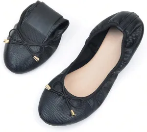 Womens Ballet Flats Shoes Bow Omelet Shoes Comfortable PU Leather Slip on Shoes for Women