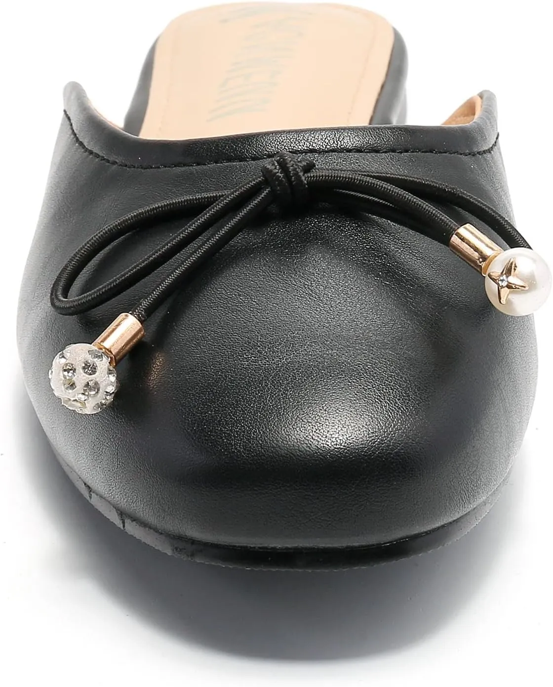 Women's Black Mules: Round Toe, Backless, Slides, Comfortable, Metal Buckle