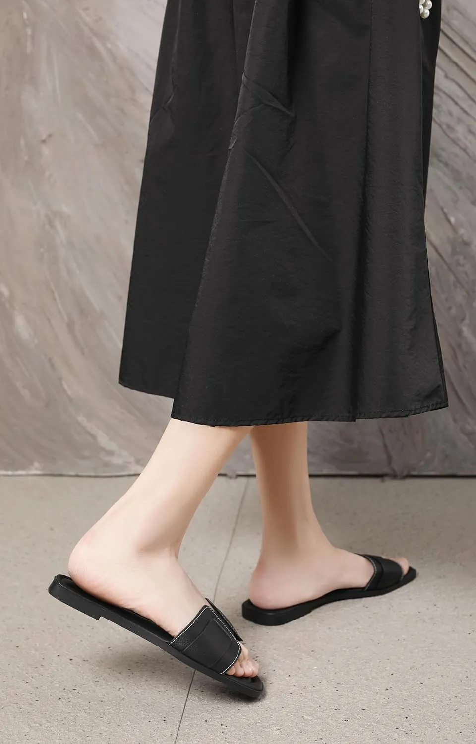 Womens Flat Sandals Dressy Sandals Comfort Slide Black Brown White Sandals Size 5-10