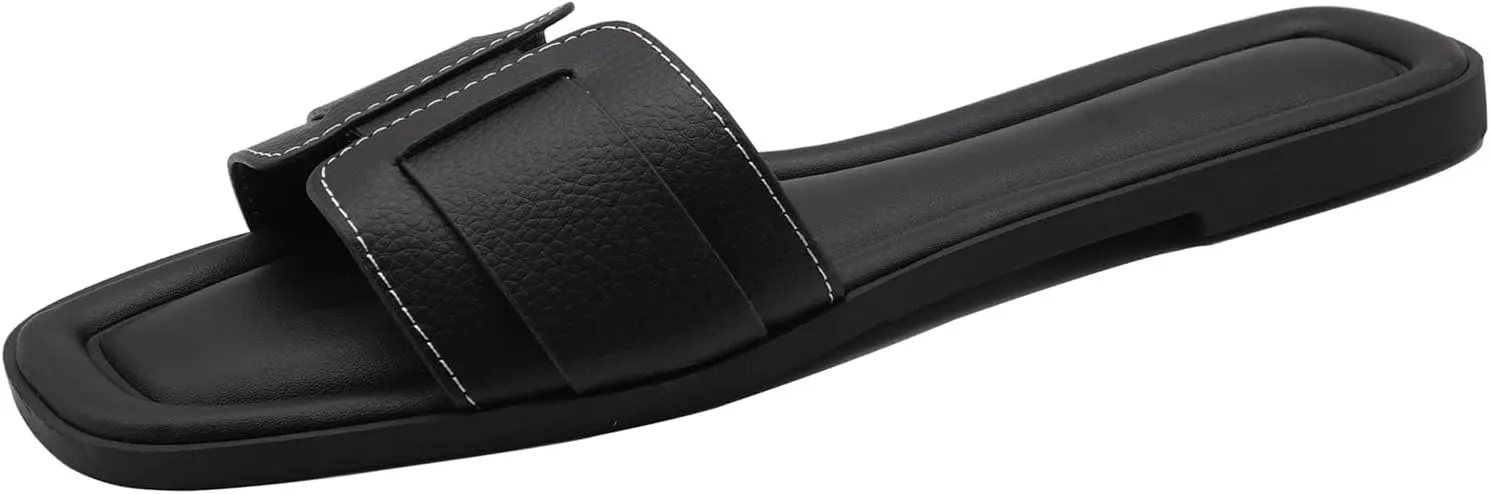 Womens Flat Sandals Dressy Sandals Comfort Slide Black Brown White Sandals Size 5-10