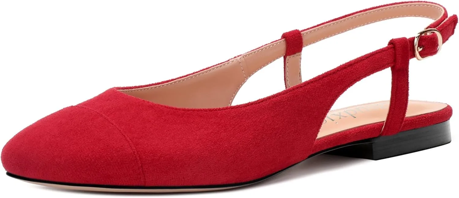 Women's Flats Round Toe Slingback Flats Shoes Comfortable Slip on Casual Ballet Flats for Women Dressy