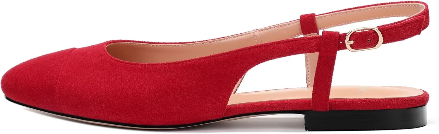 Women's Flats Round Toe Slingback Flats Shoes Comfortable Slip on Casual Ballet Flats for Women Dressy