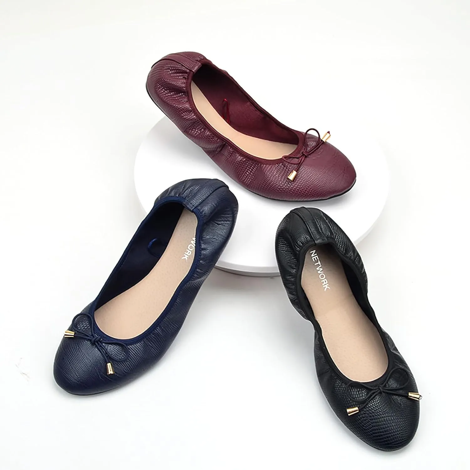 Women's Foldable Driving Shoes Portable Ballet Flats Wedding Guest Footwear Slip-On Shoes for Wedding, Travel, Work & Driving