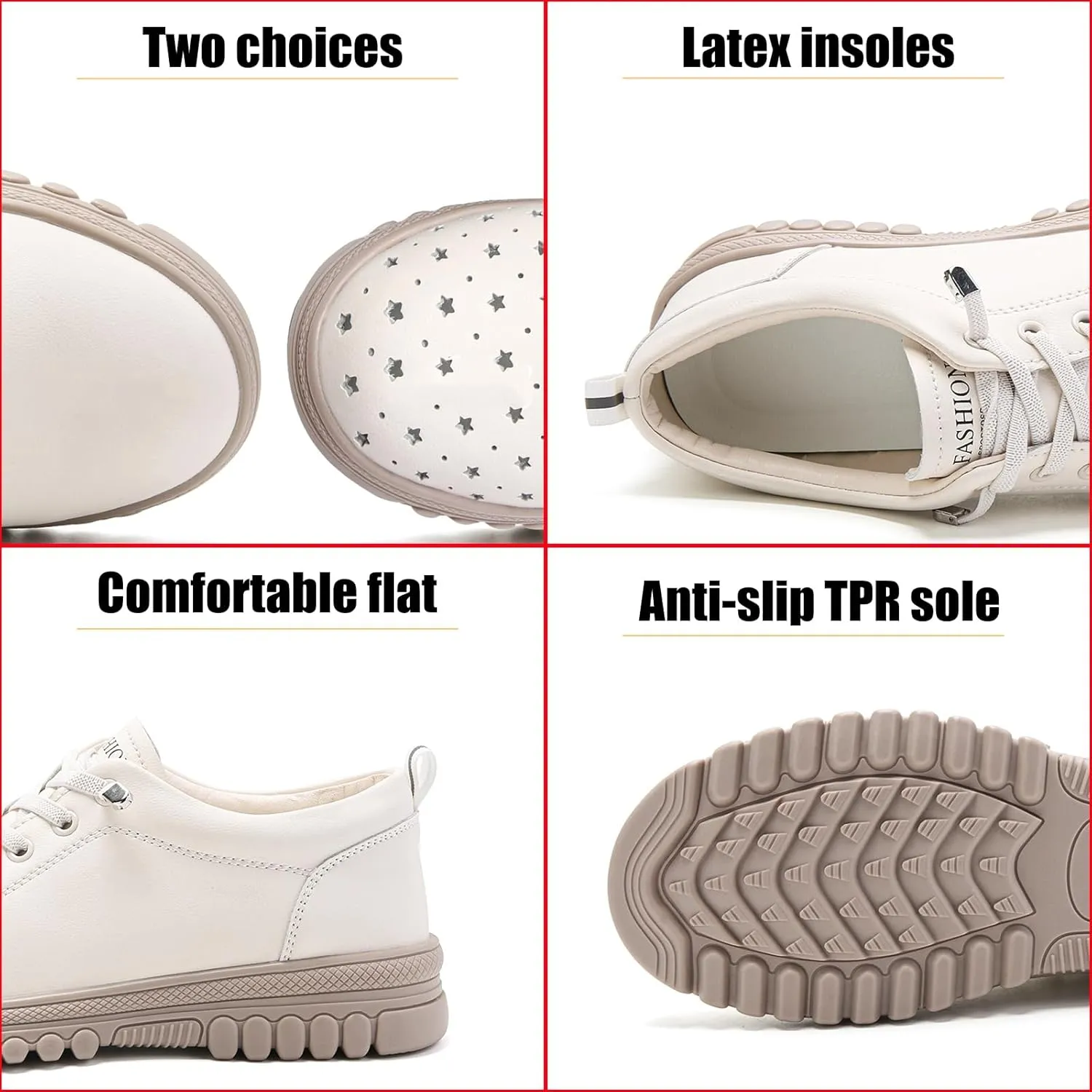 Women's Leather Hollow Lace Up Flat Fashion Sneakers Comfortable Round-Toe Slip On Casual Shoes Lightweight Breathable Outdoor Travel Walking Shoes