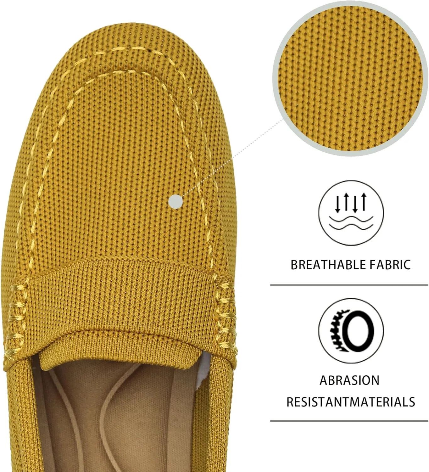 Women's Lightweight Knitted Loafers Casual Flat Shoes Comfortable Boat Shoes Flat Bottomed Breathable Shoes