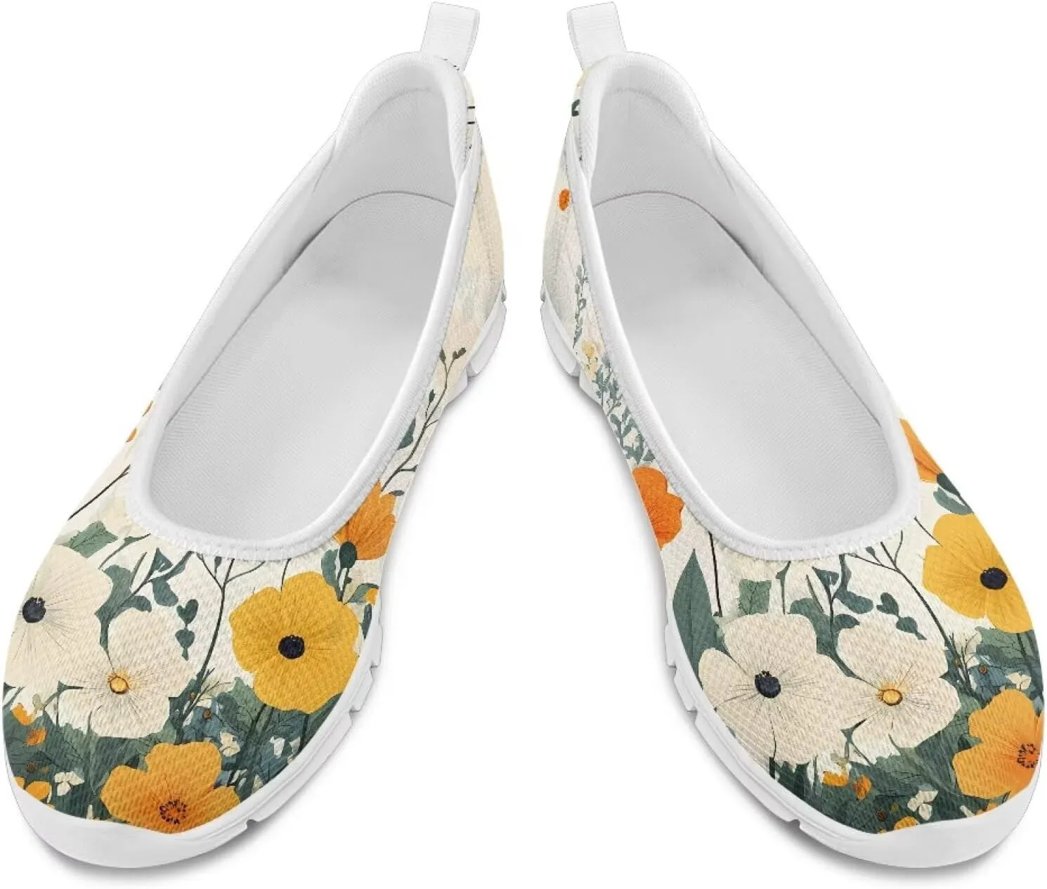 Women's Mesh Slip On Shoes Dress Flat Shoes Round Toe Walking Flats Shoes Comfort Lightweight Casual Sneakers White Sole Size 6-11