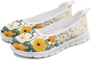 Women's Mesh Slip On Shoes Dress Flat Shoes Round Toe Walking Flats Shoes Comfort Lightweight Casual Sneakers White Sole Size 6-11