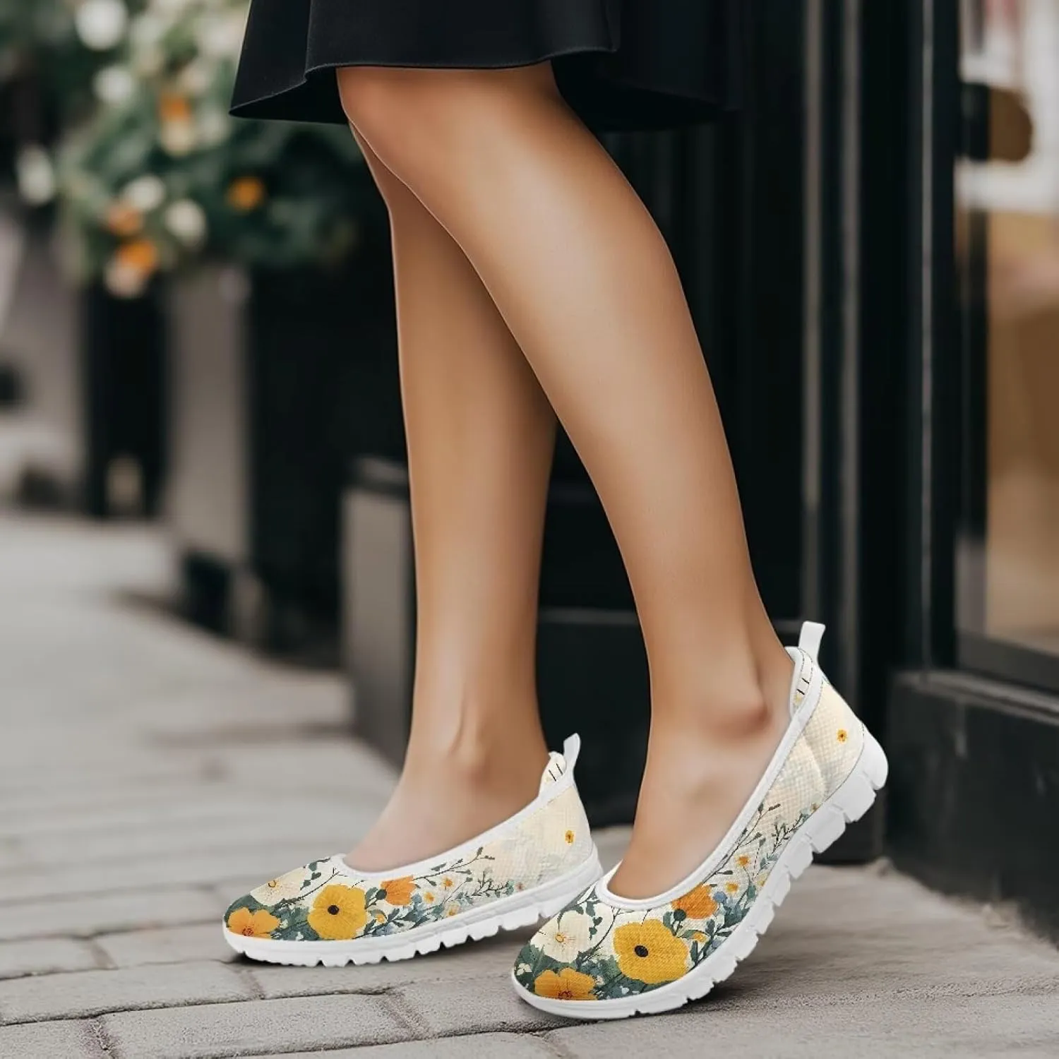 Women's Mesh Slip On Shoes Dress Flat Shoes Round Toe Walking Flats Shoes Comfort Lightweight Casual Sneakers White Sole Size 6-11