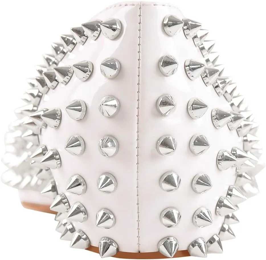 Women's Rivet Pointed Toe Slip on Flats Shoes,Fashion Studded Leather Comfortable Office