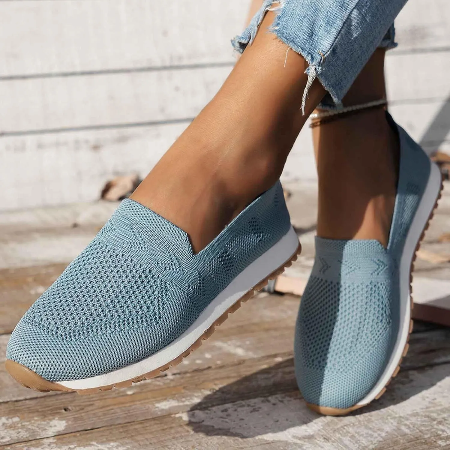 Women's Slip On Travel Soft Sole Comfortable Shoes Outdoor Solid Mesh Fashion Business Casual Shoes for Women Wedges