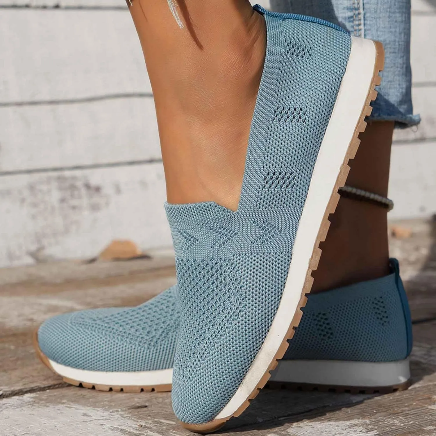 Women's Slip On Travel Soft Sole Comfortable Shoes Outdoor Solid Mesh Fashion Business Casual Shoes for Women Wedges
