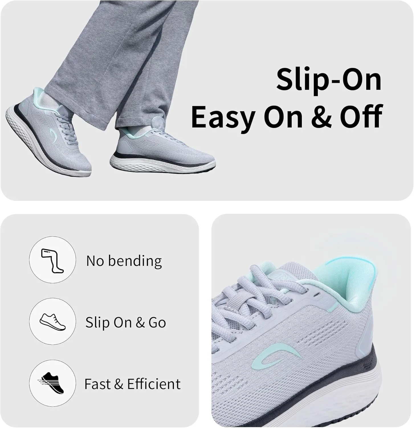 Women's Walking Shoes with Arch Support Plantar Fasciitis Orthotic Slip On Tennis Sneakers for Long Standing