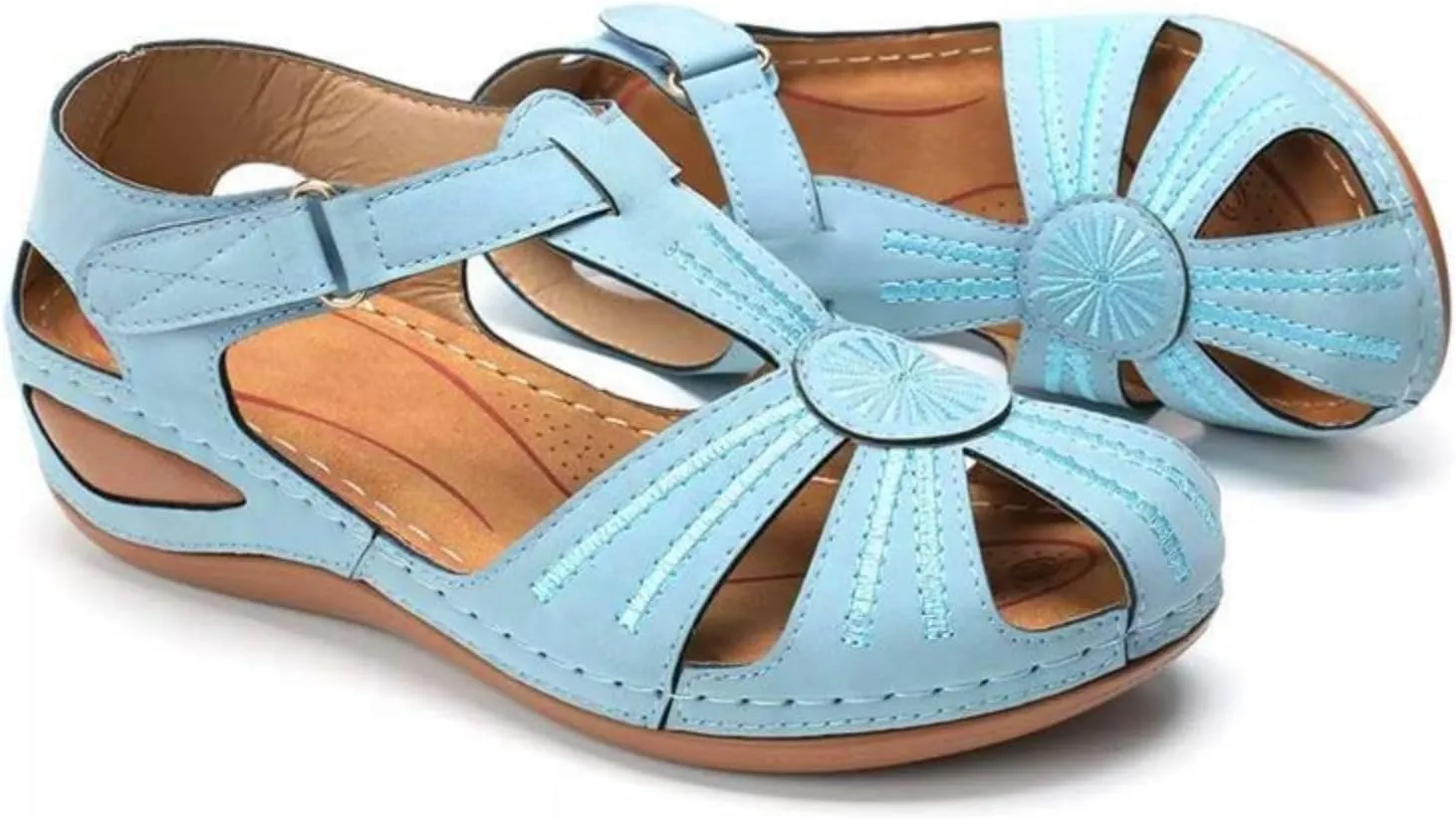 Women's Wedge Sandals Summer:Bohemia Ankle Strap Wedge Sandals Closed Toe Wedge Shoes Platform Dressy Wedge Sandal 2025