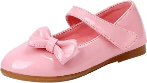 WUIWUIYU Flower Girls Princess Casual Mary Janes Ballet Flats Cute Bowknot Back to School Uniform Wedding Dress Shoes