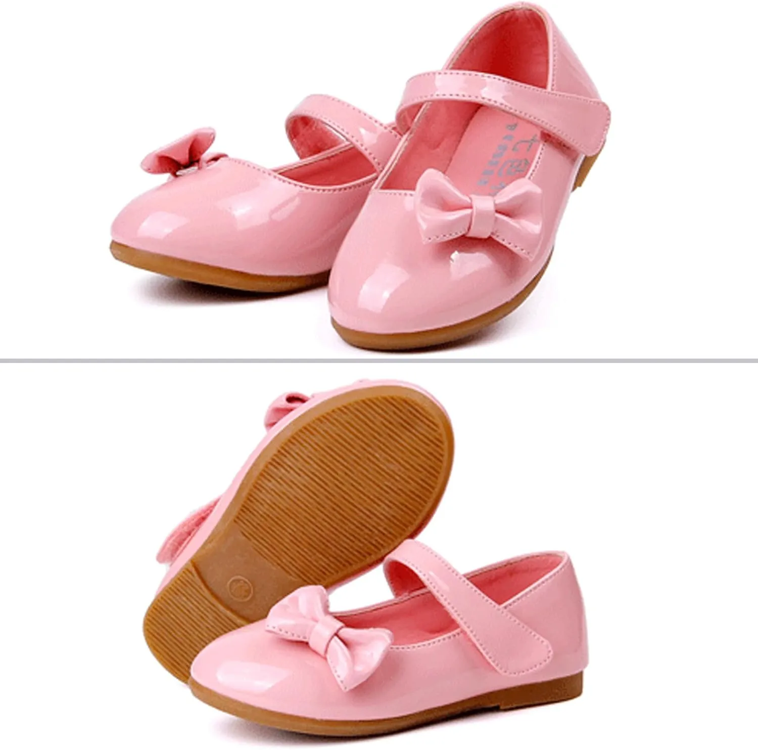 WUIWUIYU Flower Girls Princess Casual Mary Janes Ballet Flats Cute Bowknot Back to School Uniform Wedding Dress Shoes