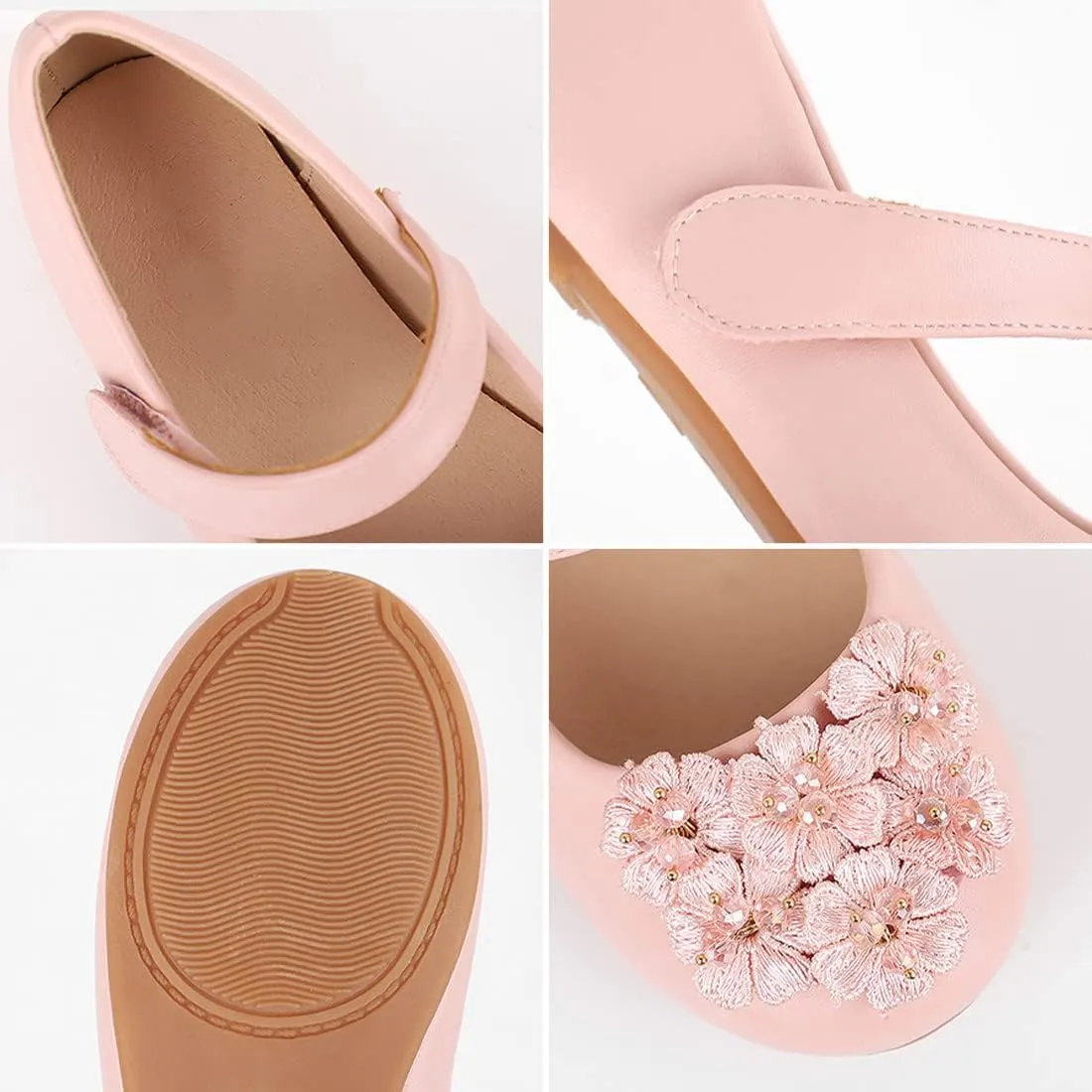 YIBLBOX Girl's Flowers Ballet Flats Ballerina Mary Jane Princess Wedding Dress Shoes for Toddler/Little Kid