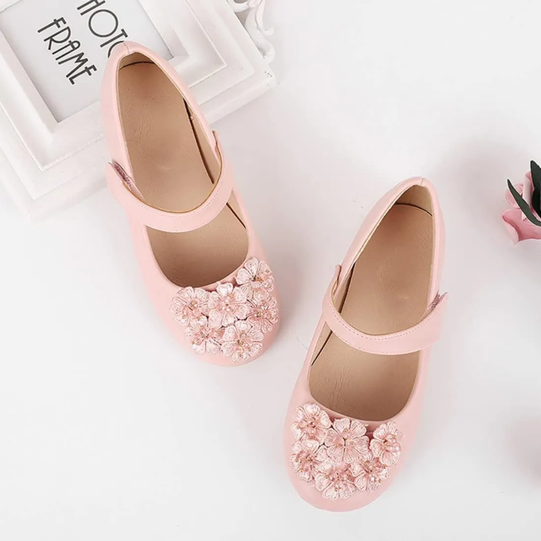 YIBLBOX Girl's Flowers Ballet Flats Ballerina Mary Jane Princess Wedding Dress Shoes for Toddler/Little Kid