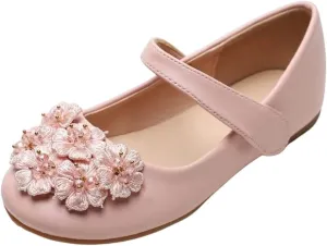 YIBLBOX Girl's Flowers Ballet Flats Ballerina Mary Jane Princess Wedding Dress Shoes for Toddler/Little Kid