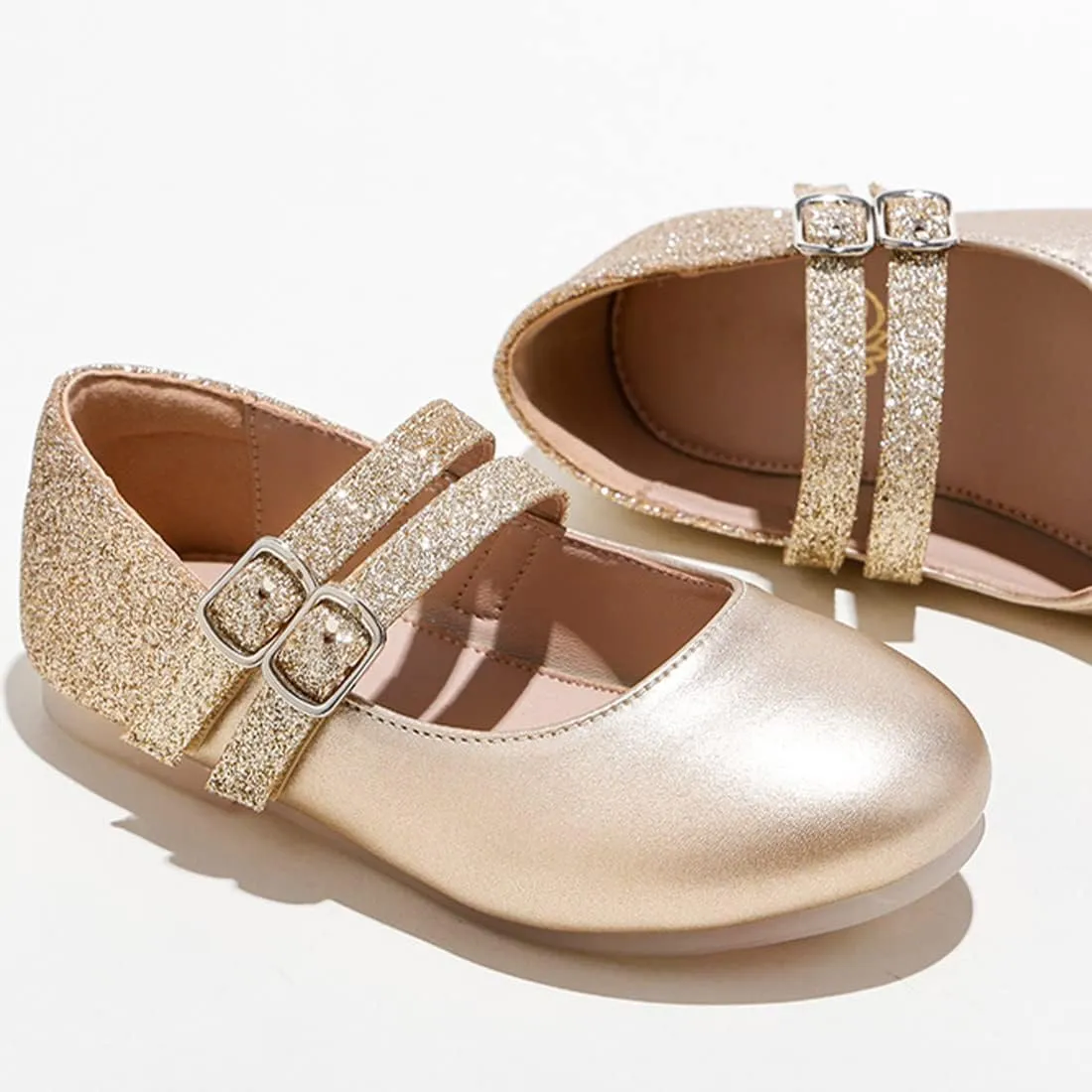 YIBLBOX Girl's Glitter Ballet Flats Ballerina Mary Jane Princess Wedding Dress Shoes for Toddler/Little Kid