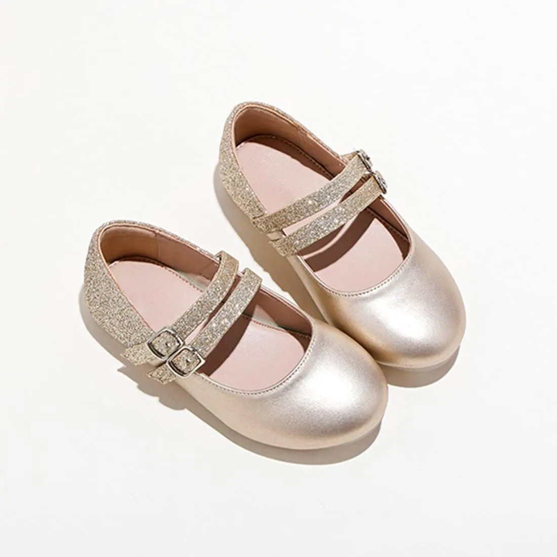 YIBLBOX Girl's Glitter Ballet Flats Ballerina Mary Jane Princess Wedding Dress Shoes for Toddler/Little Kid