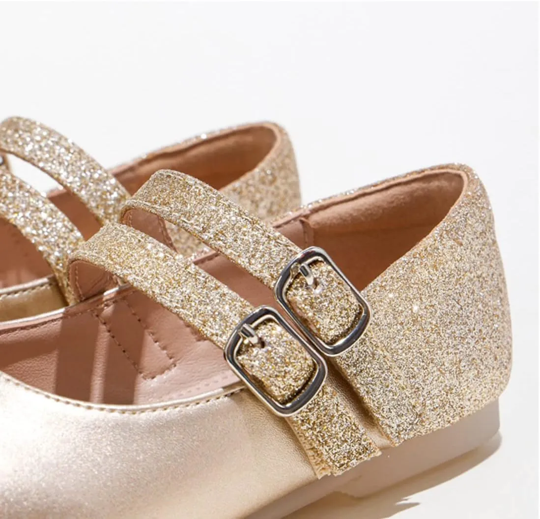 YIBLBOX Girl's Glitter Ballet Flats Ballerina Mary Jane Princess Wedding Dress Shoes for Toddler/Little Kid